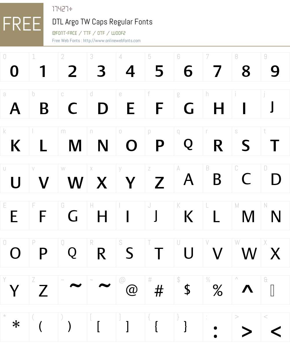DTL Argo TW Caps Font Screenshots