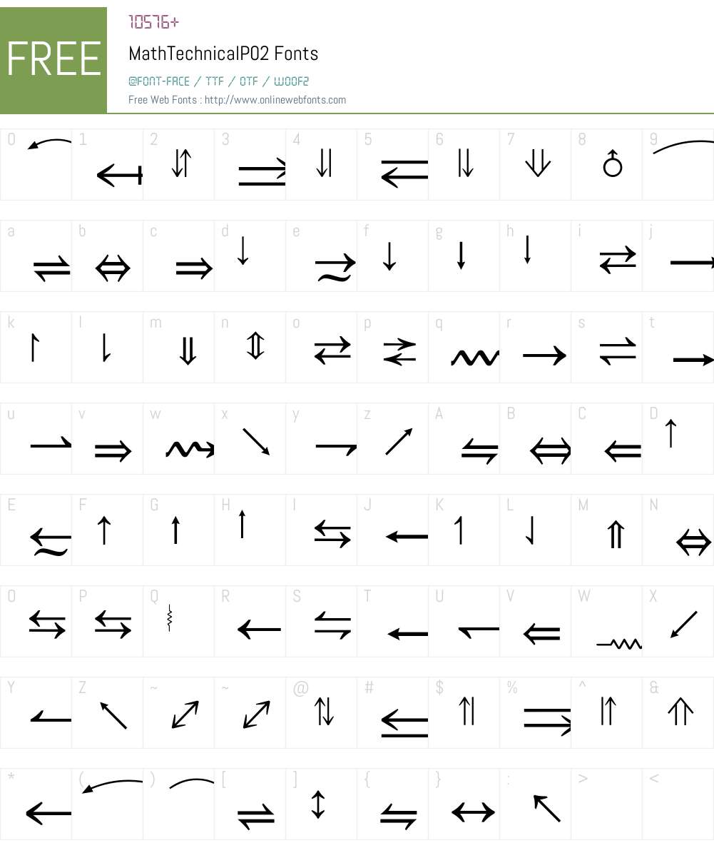MathTechnical Font Screenshots