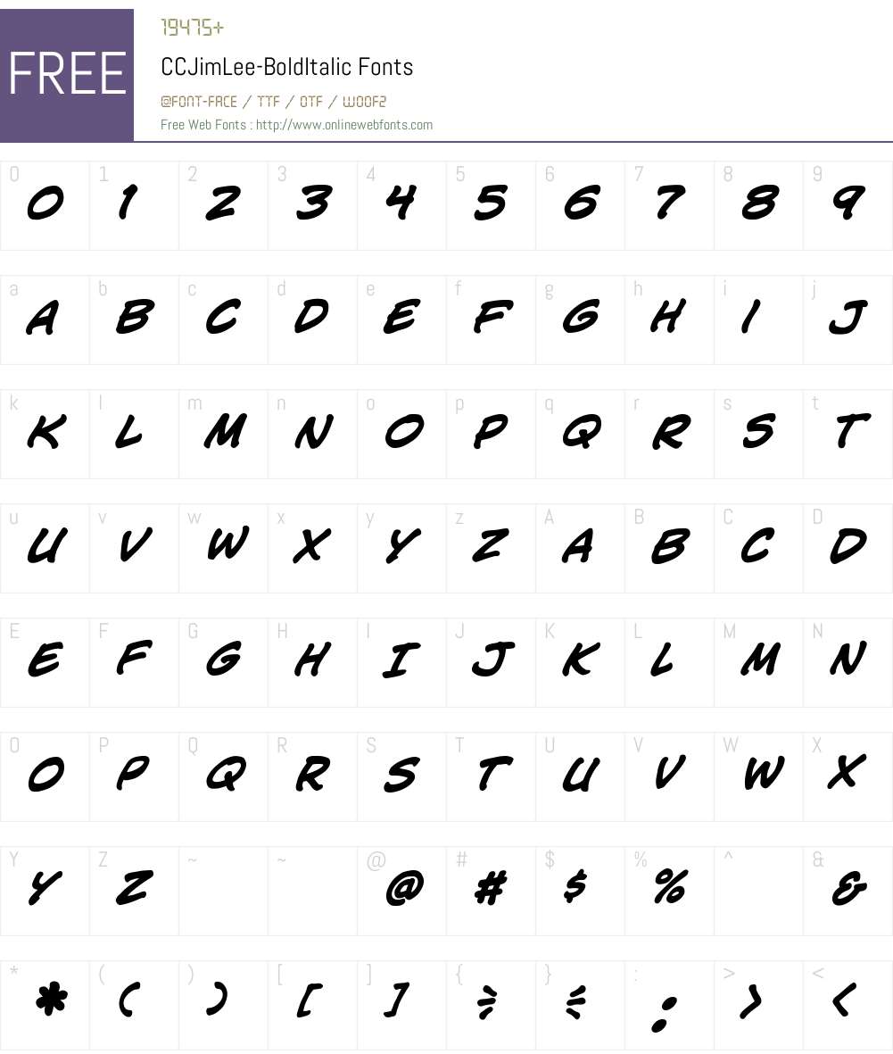 CCJimLee Font Screenshots