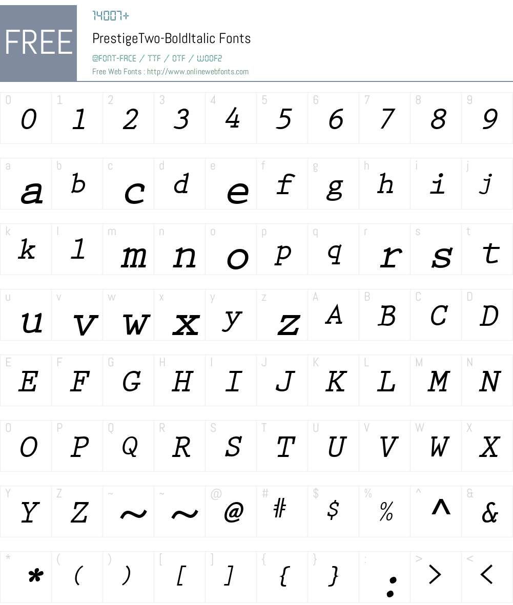PrestigeTwo Font Screenshots