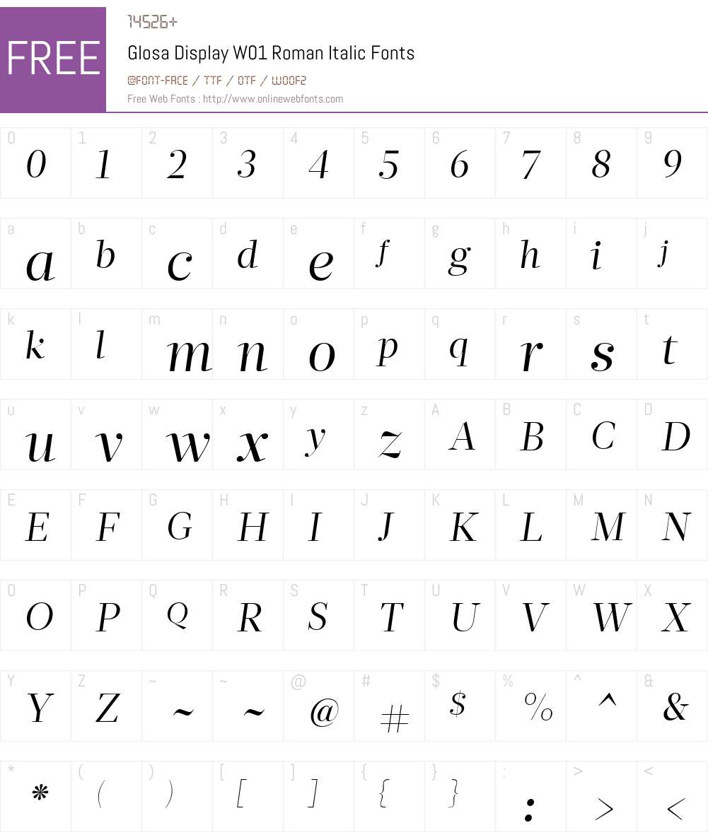 GlosaDisplayW01-RomanItalic Font Screenshots