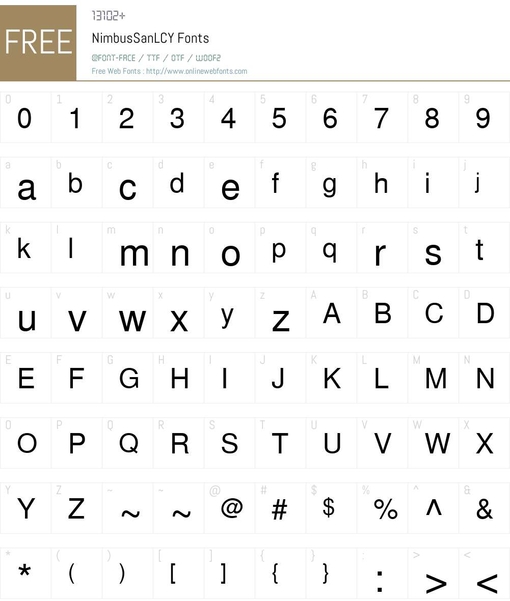 NimbusSanLCY Font Screenshots