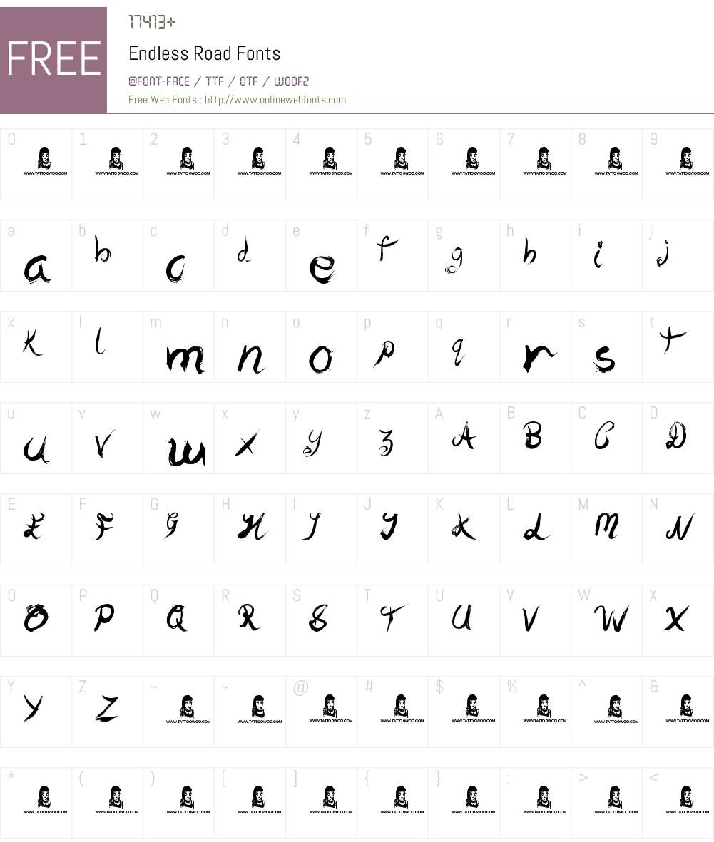 Endless Road Font Screenshots