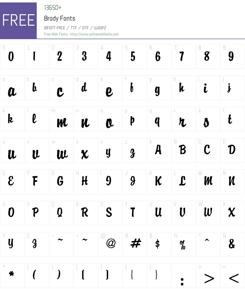 Brody Font Screenshots