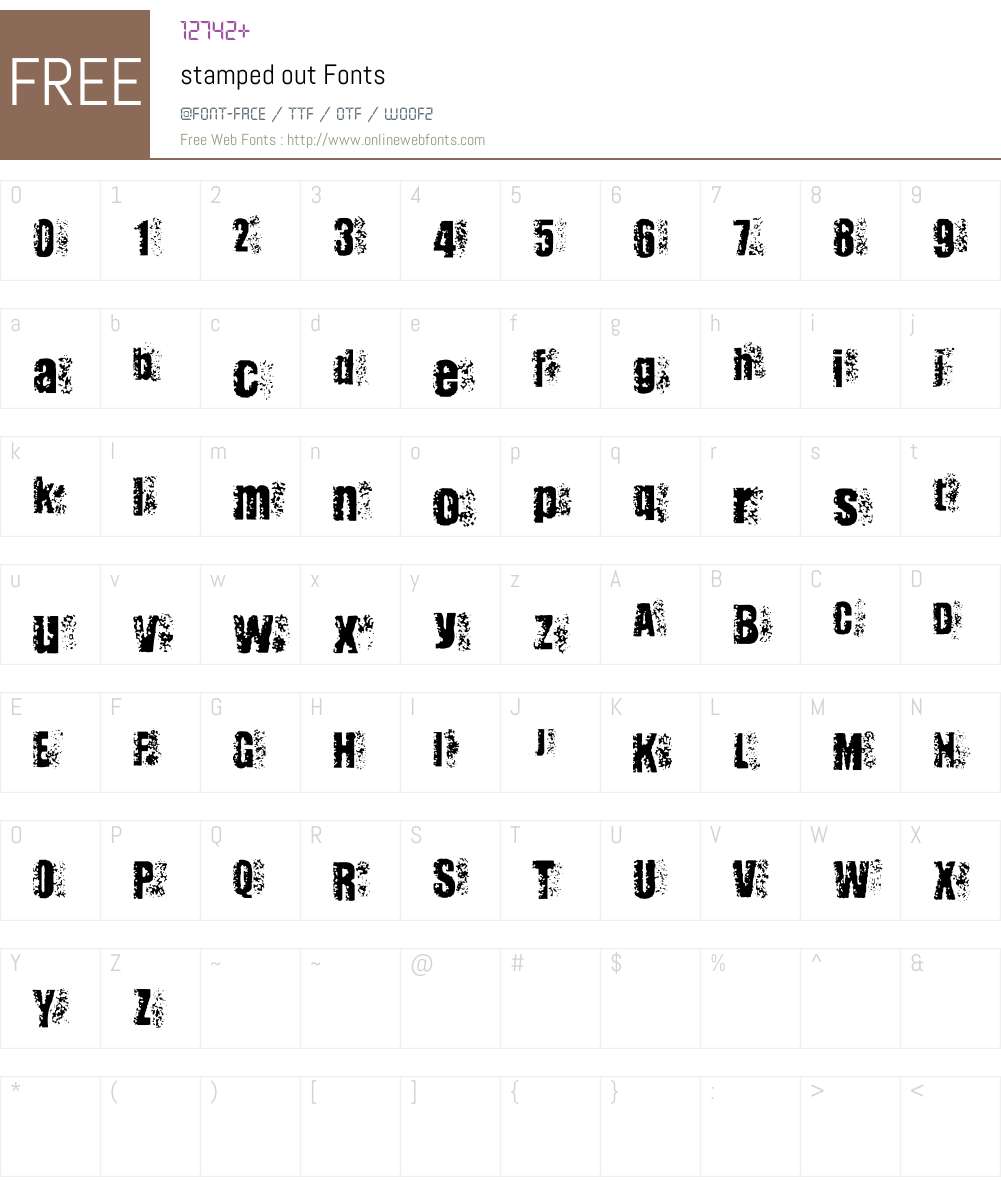 stamped out Font Screenshots