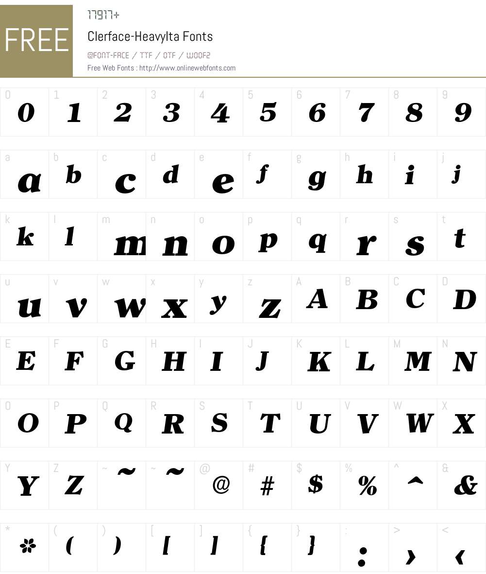 Clerface-HeavyIta Font Screenshots
