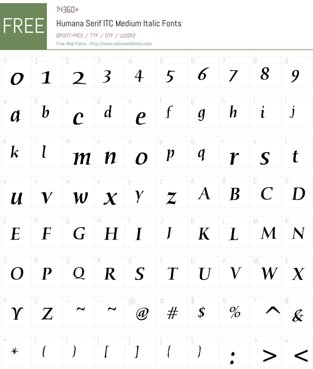 Humana Serif ITC Font Screenshots