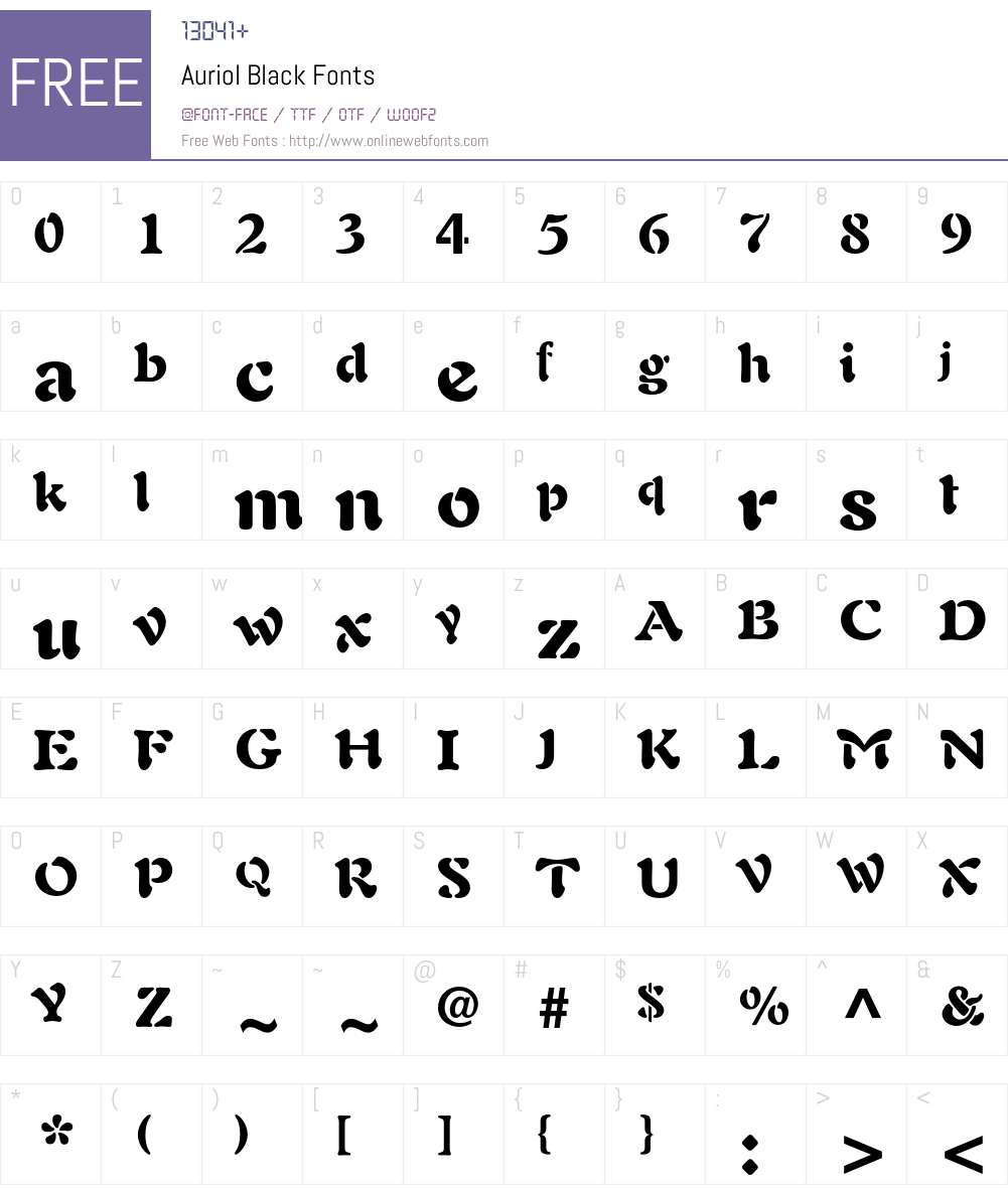 Auriol Font Screenshots