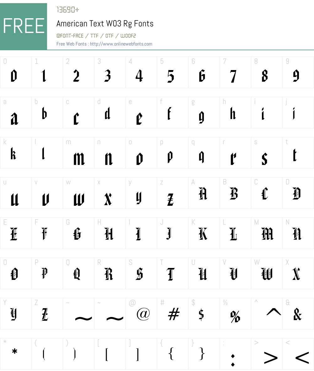 American Text Font Screenshots