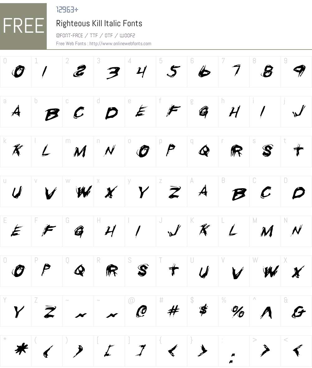 Righteous Kill Italic Font Screenshots