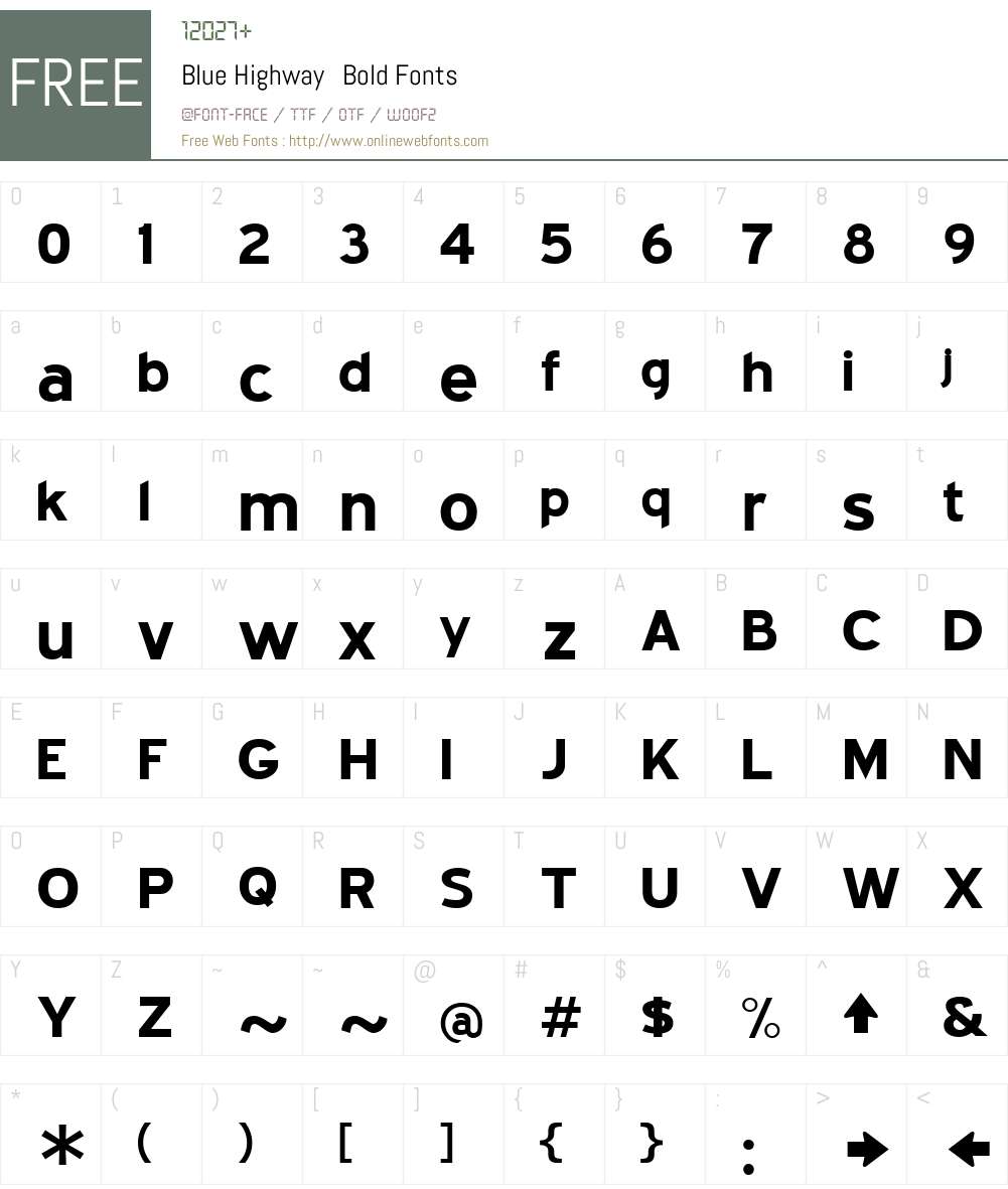 Blue Highway Font Screenshots