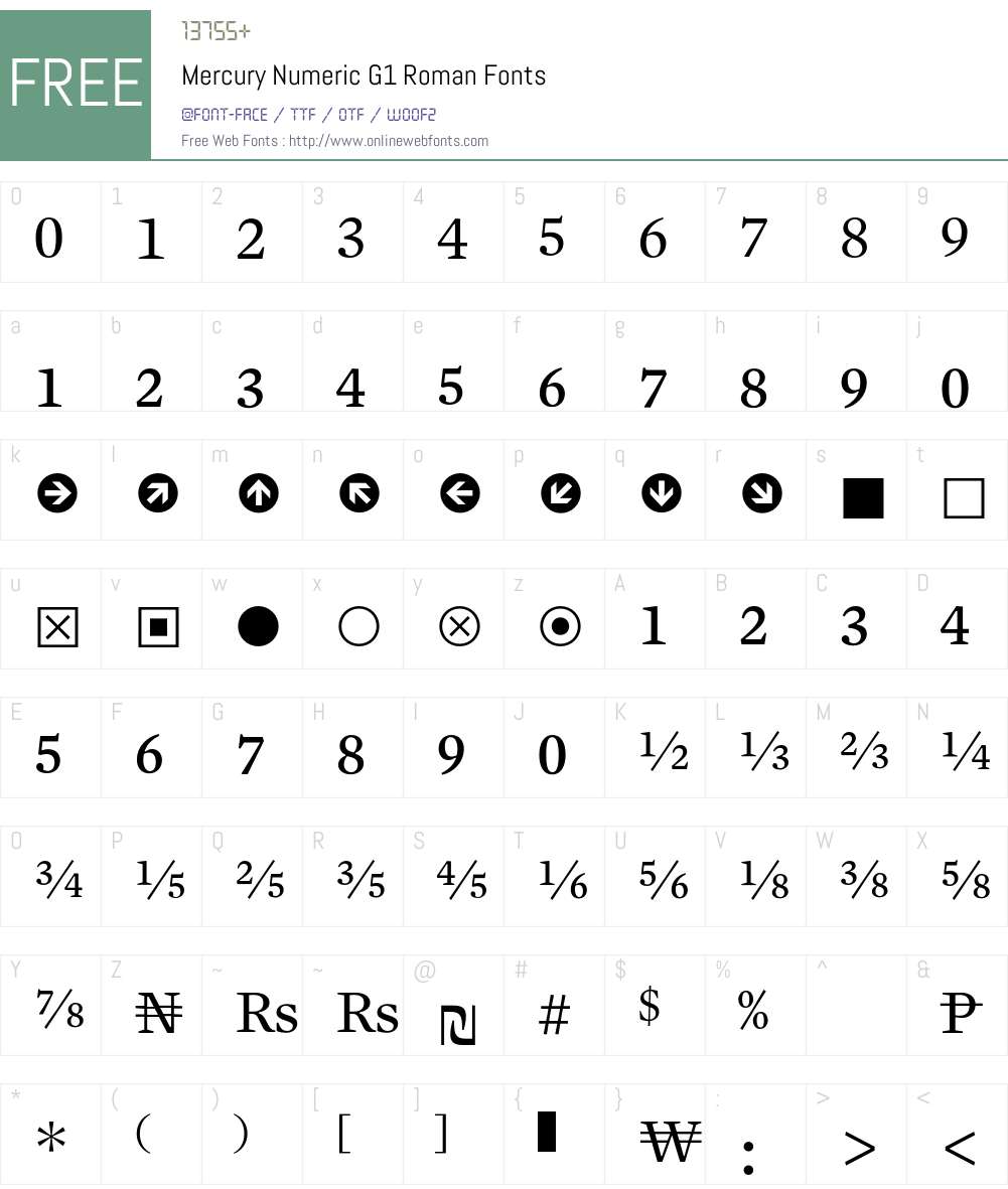 Mercury Numeric G1 Font Screenshots