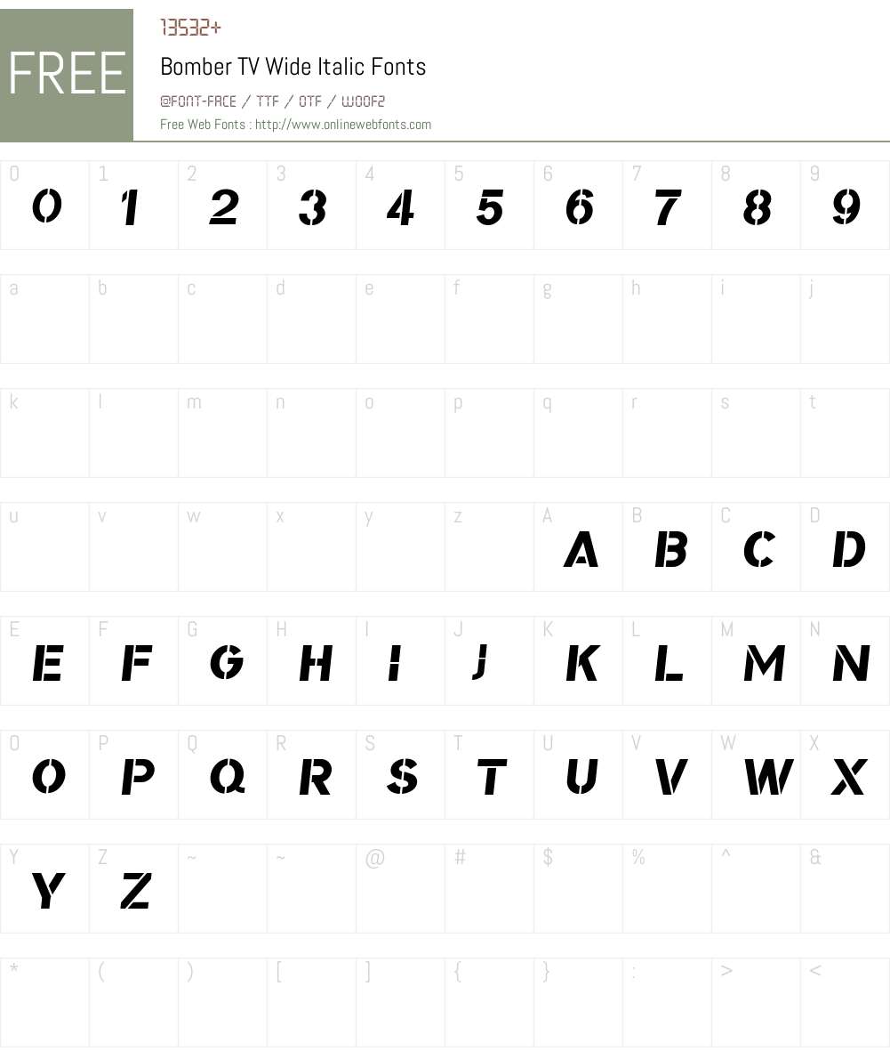 Bomber TV Wide Font Screenshots