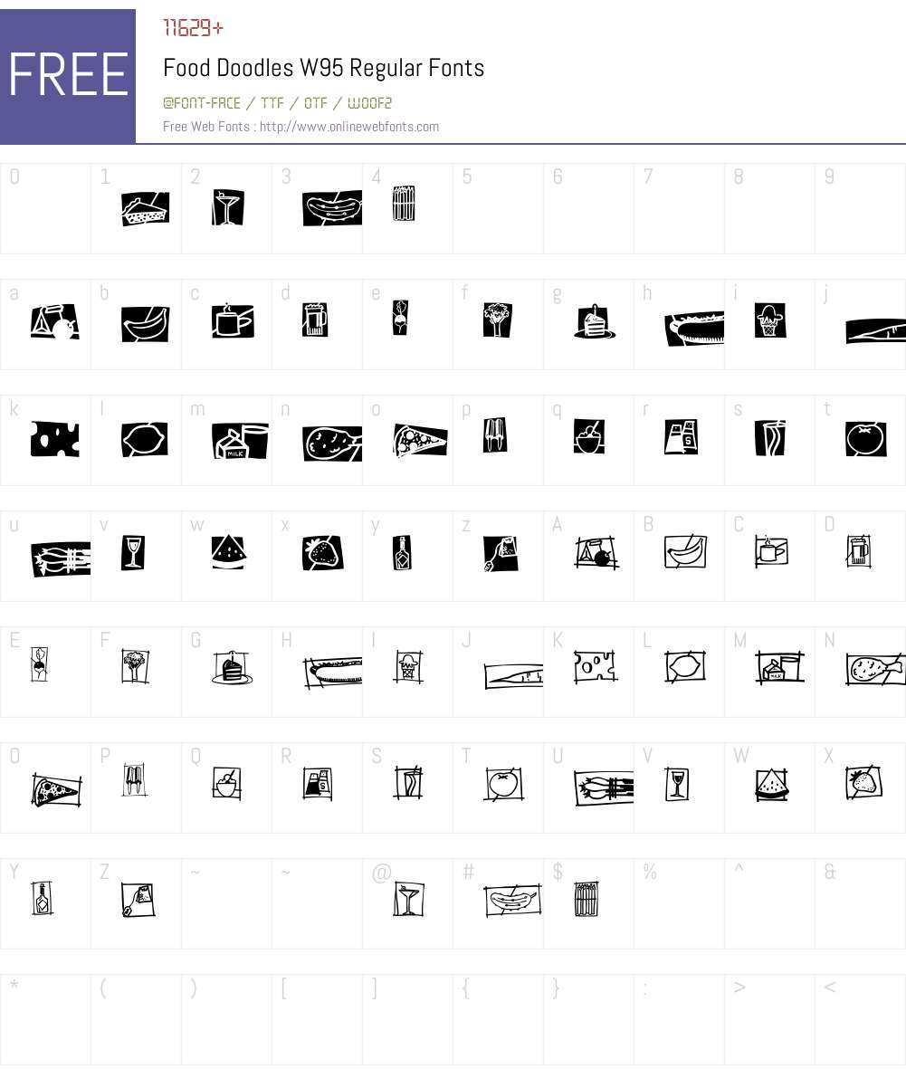FoodDoodlesW95-Regular Font Screenshots
