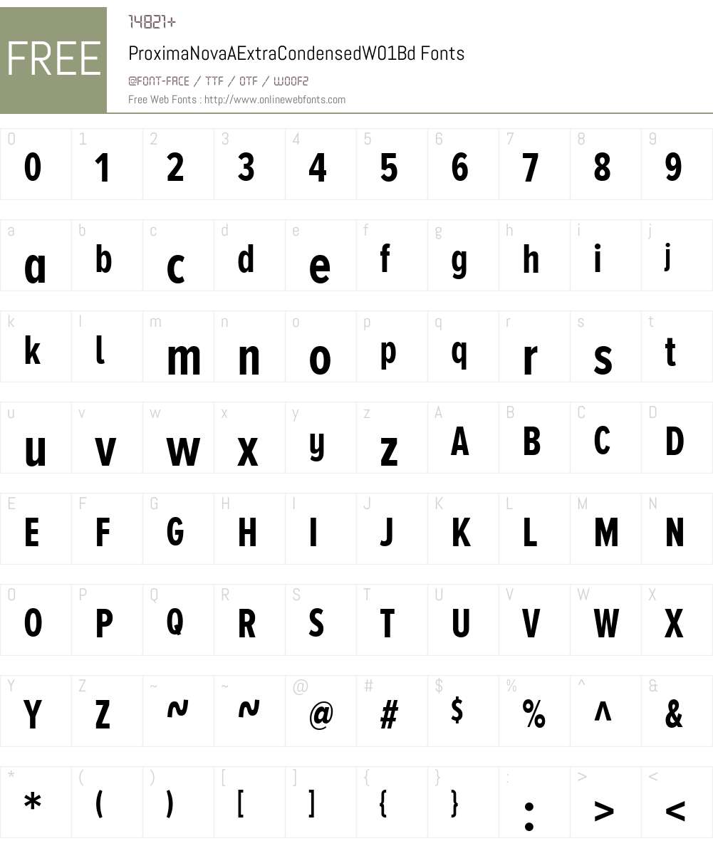 ProximaNovaAExtraCondensedW01-Bd Font Screenshots