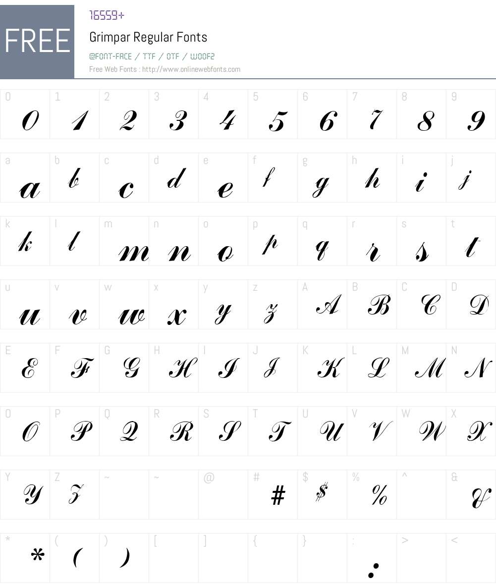 Grimpar Font Screenshots