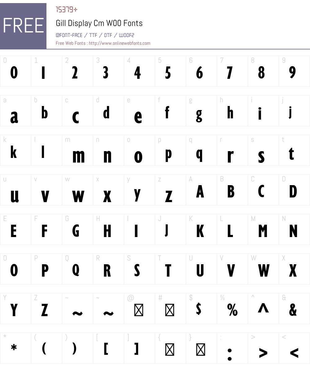 GillDisplayCmW00 Font Screenshots