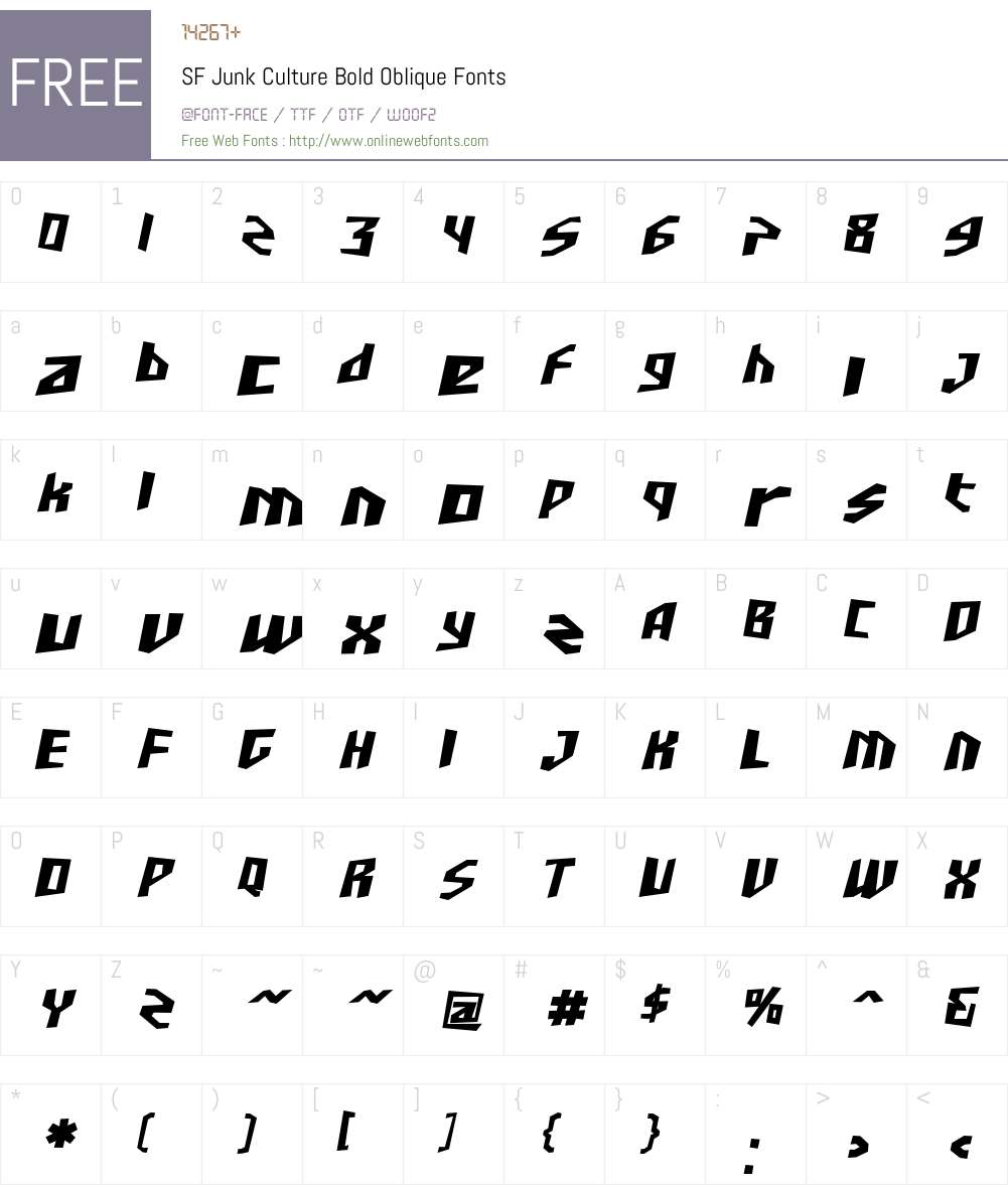 SF Junk Culture Font Screenshots