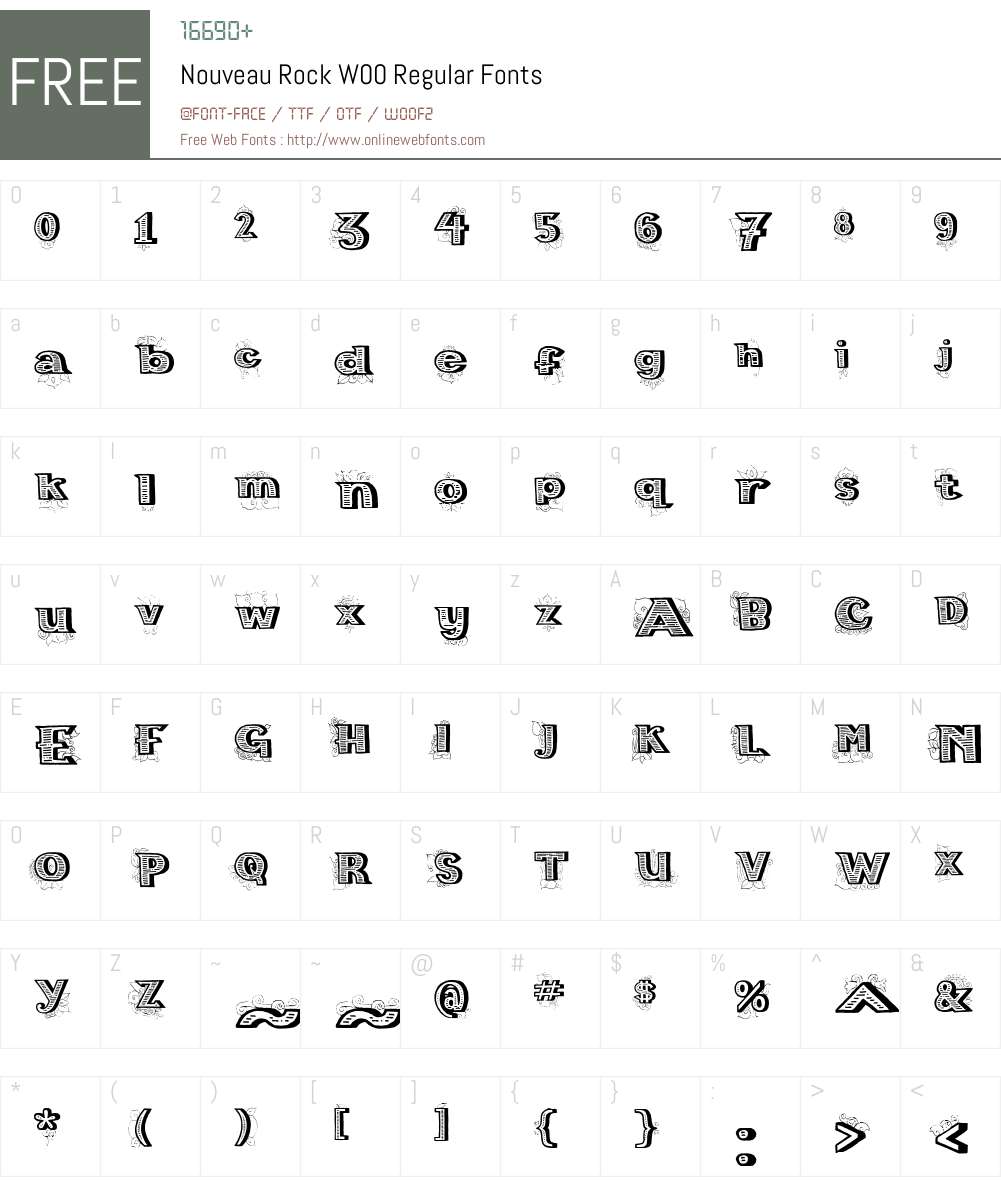 NouveauRockW00-Regular Font Screenshots