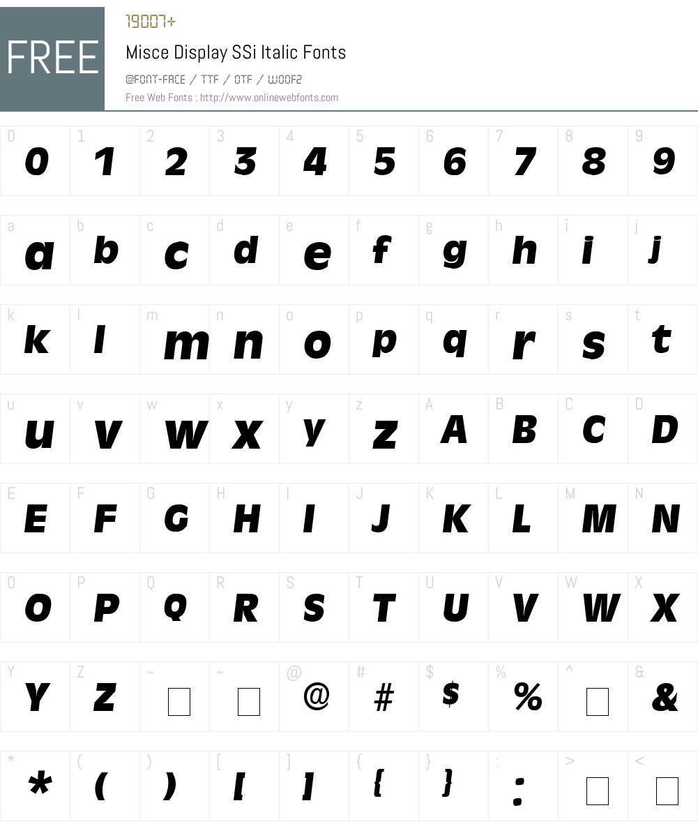 Misce Display SSi Font Screenshots