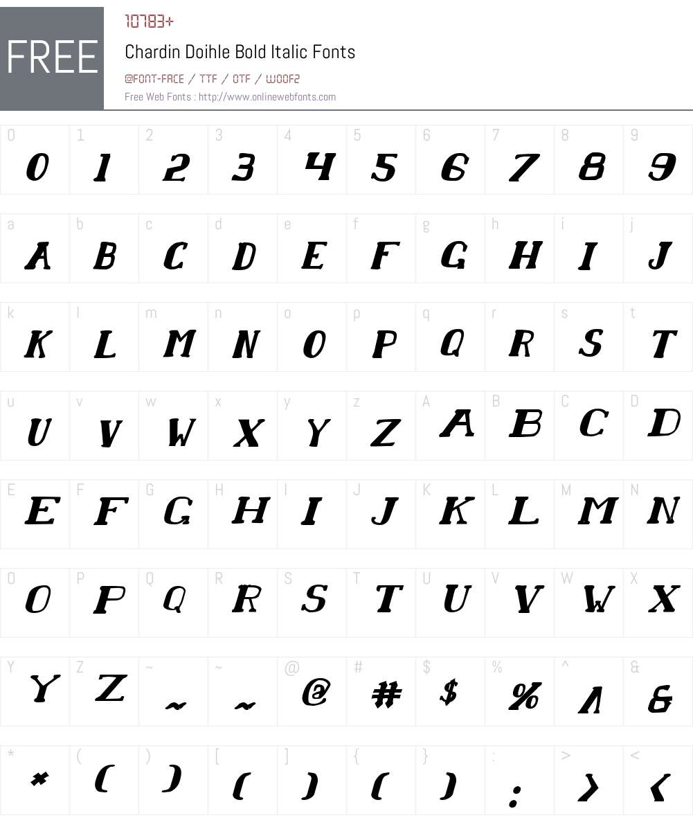 Chardin Doihle Bold Italic Font Screenshots