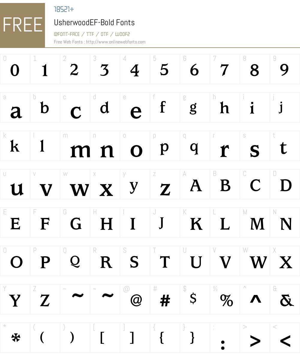 UsherwoodEF-Bold Font Screenshots