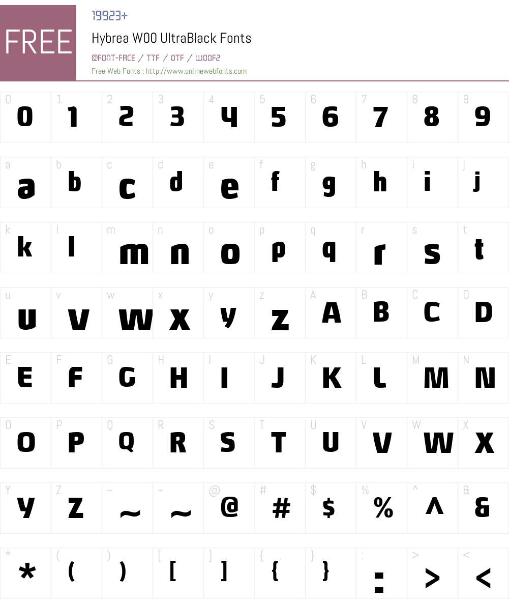 HybreaW00-UltraBlack Font Screenshots