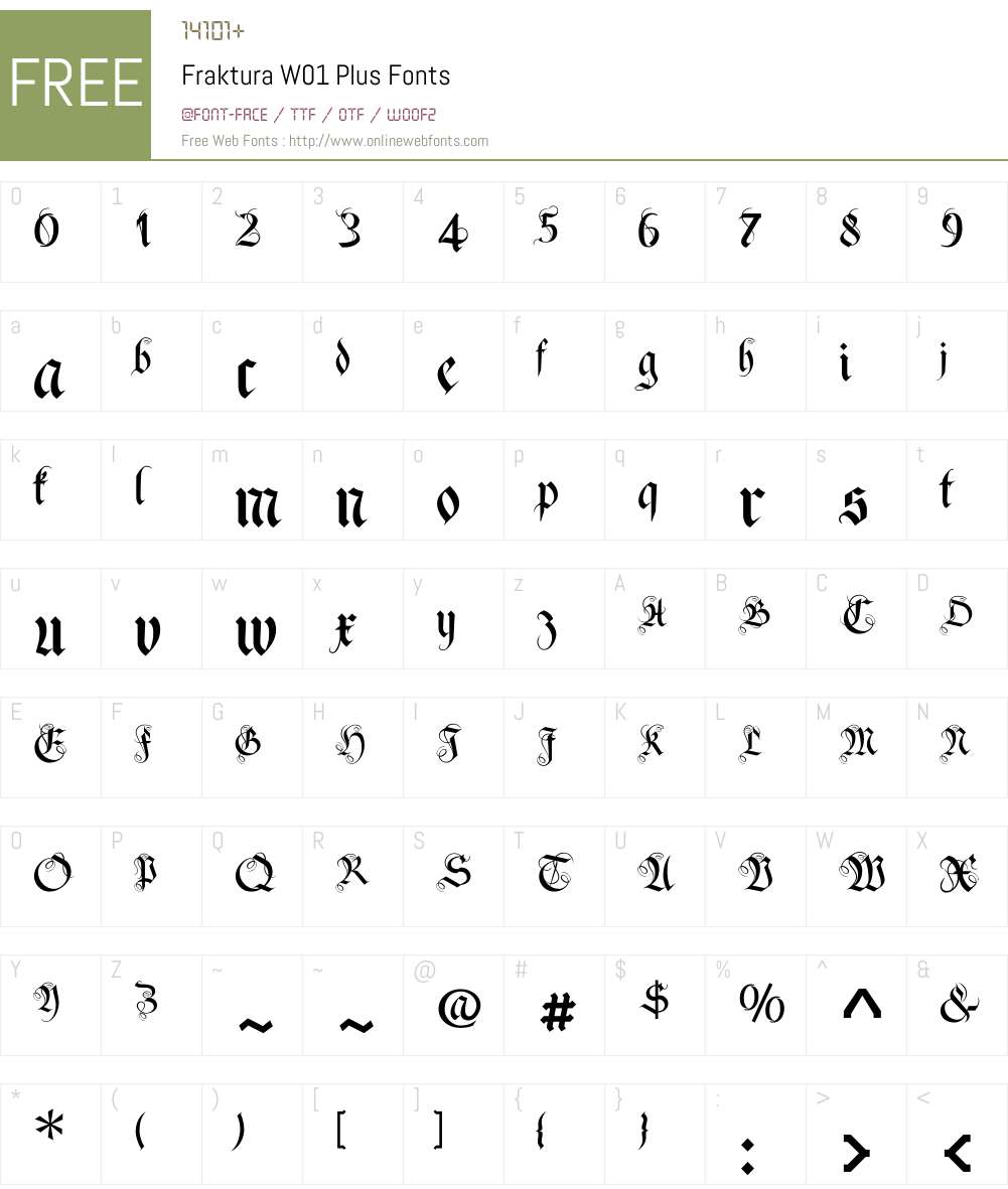 FrakturaW01-Plus Font Screenshots