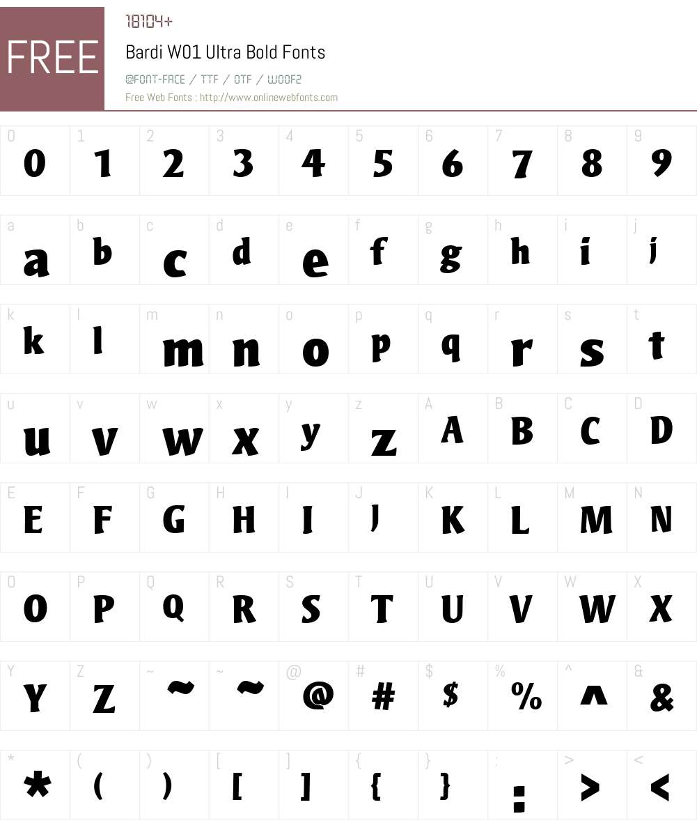 BardiW01-UltraBold Font Screenshots