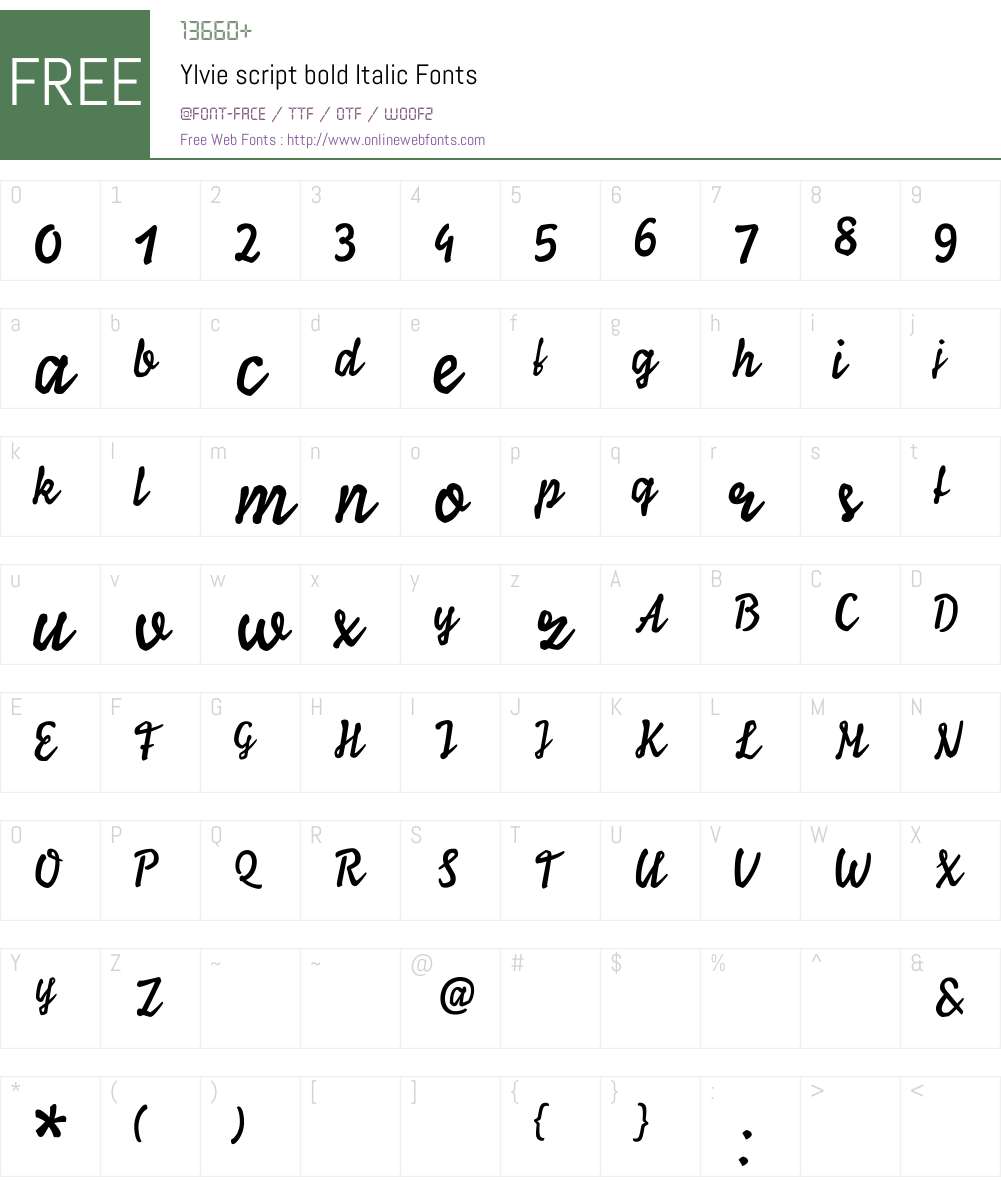 Ylvie script bold Font Screenshots