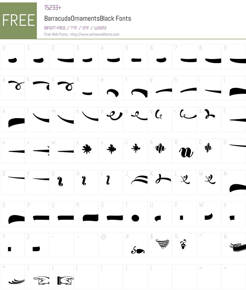 BarracudaOrnamentsBlack Font Screenshots