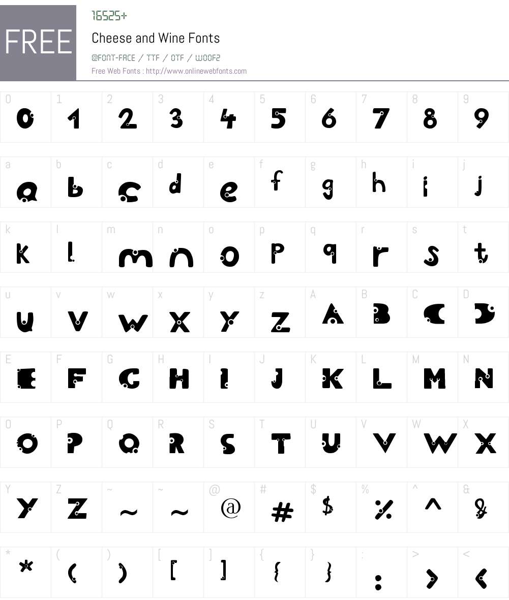 Cheese and Wine Font Screenshots