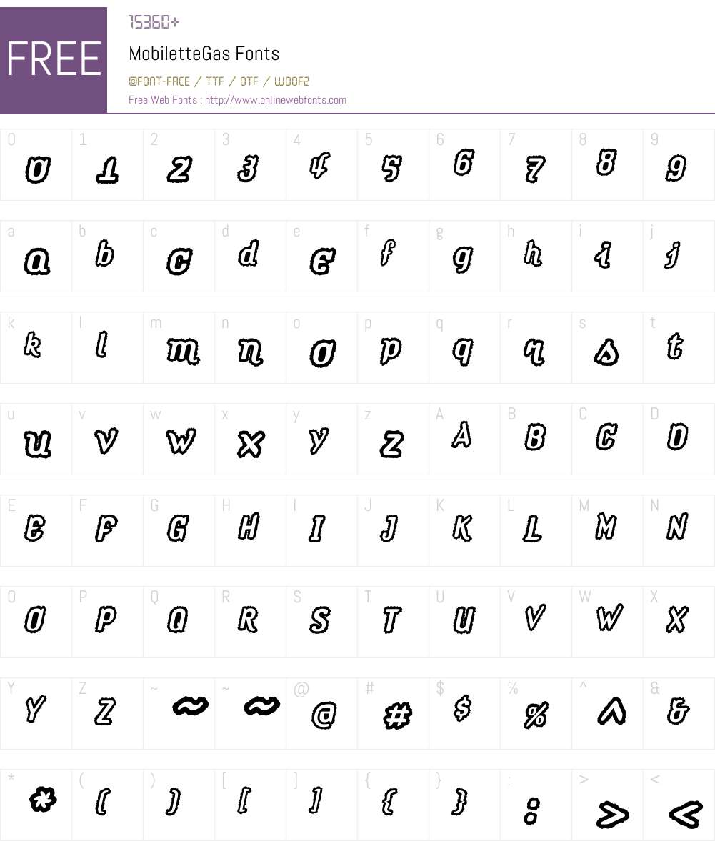 MobiletteW00-Gas Font Screenshots
