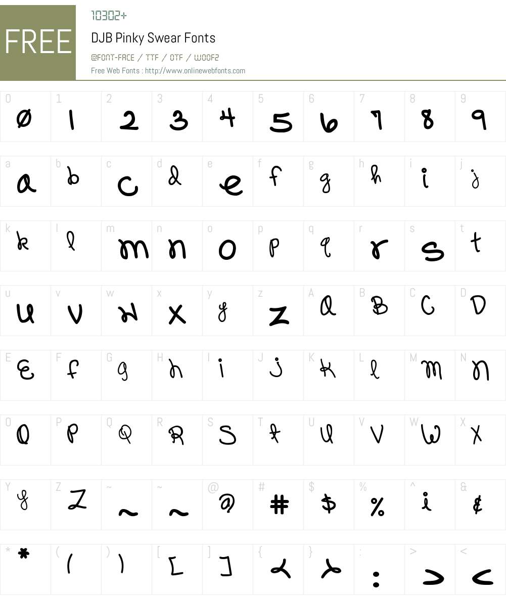 DJB Pinky Swear Font Screenshots
