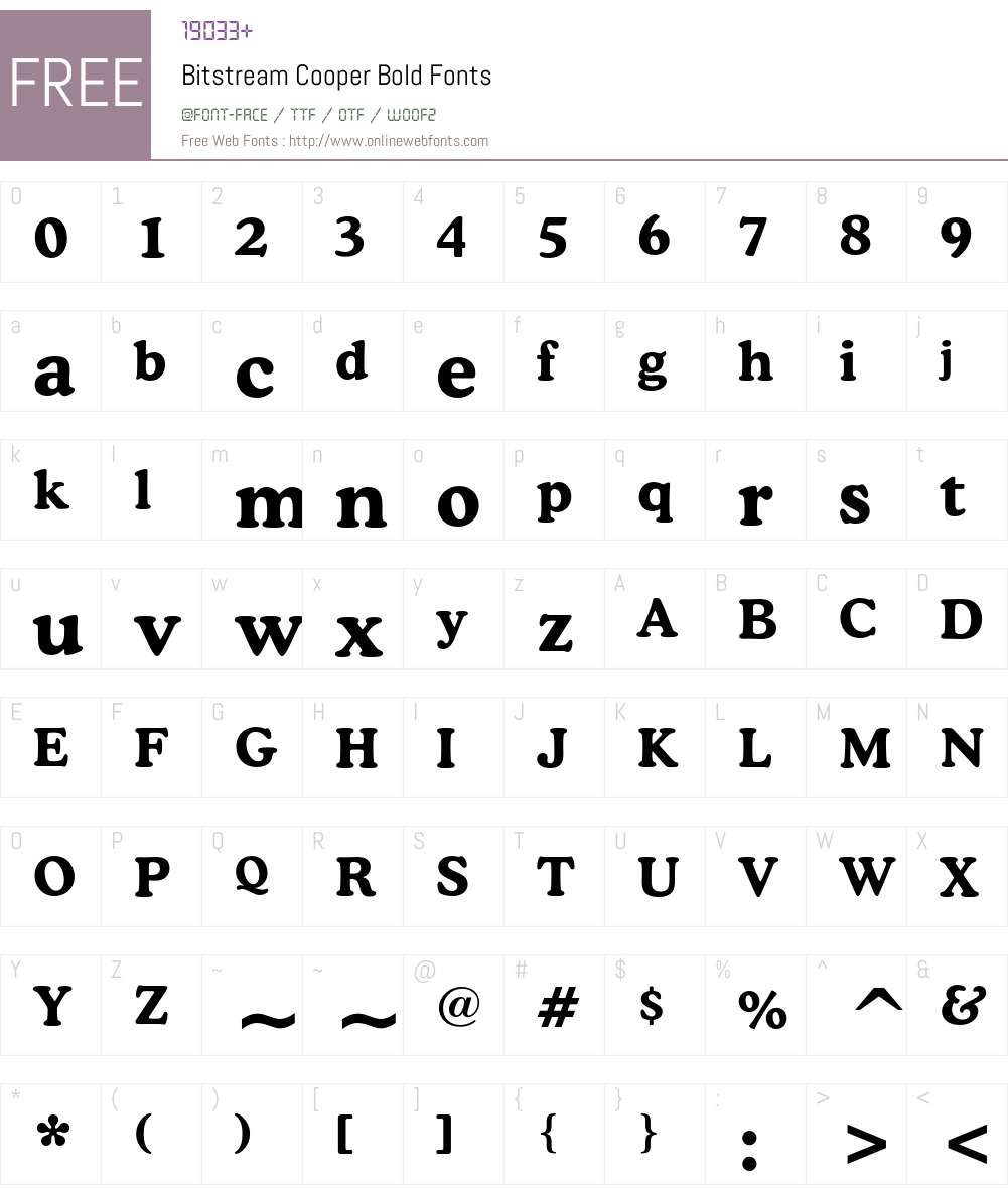 Bitstream Cooper Font Screenshots