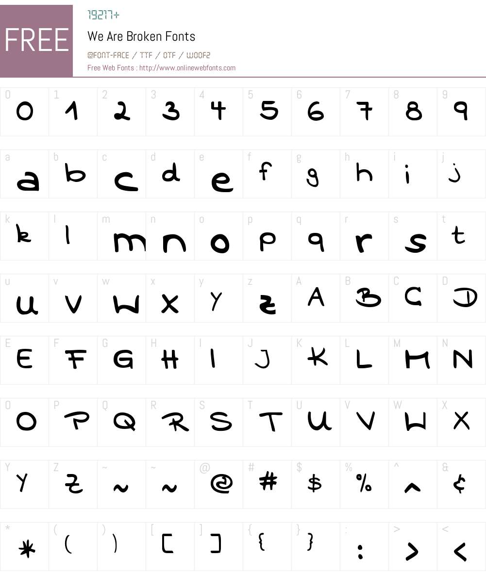 We Are Broken Font Screenshots