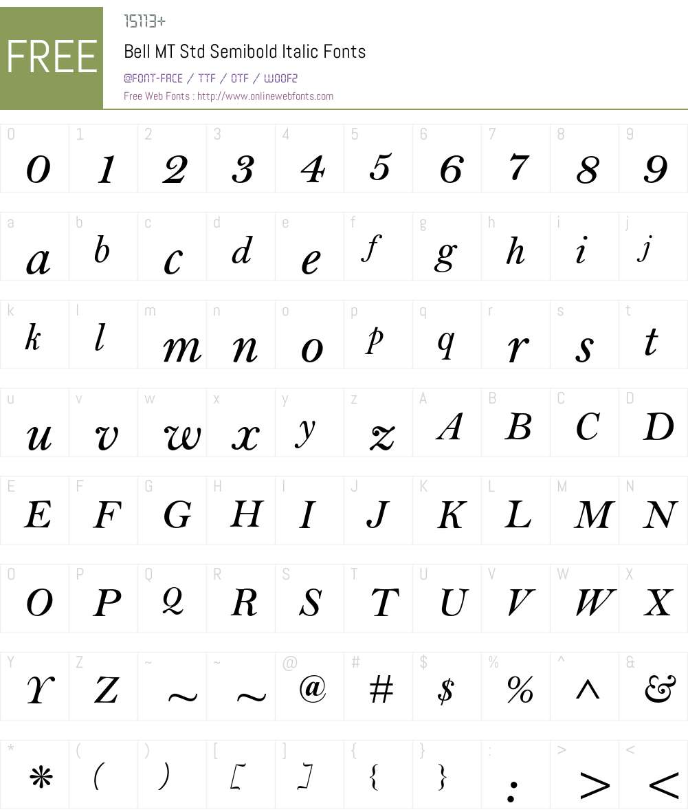 Bell MT Std Font Screenshots