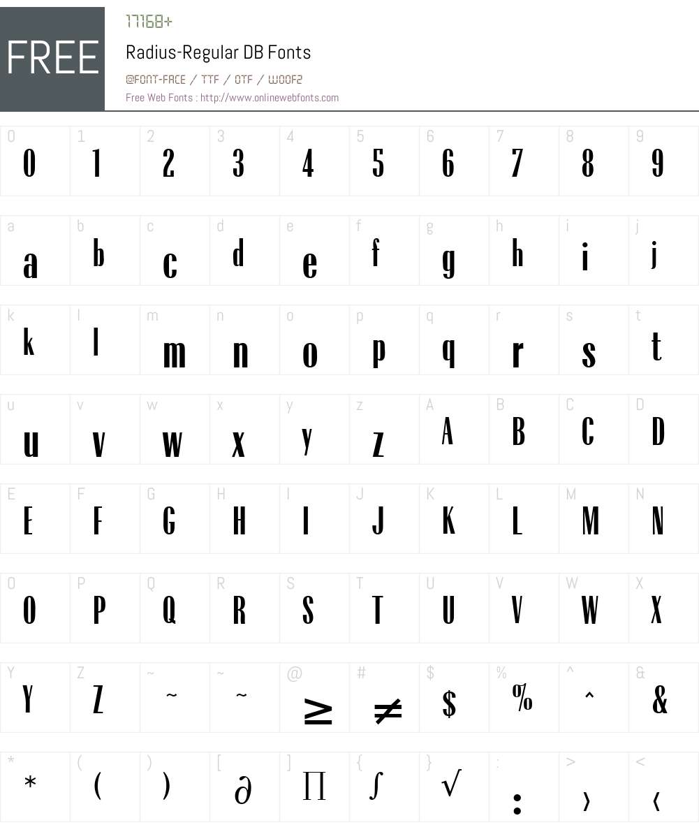 Radius DB Font Screenshots
