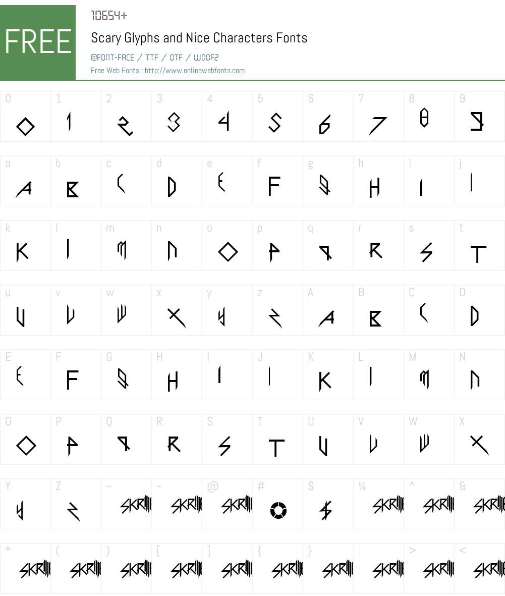 Scary Glyphs and Nice Characters Font Screenshots