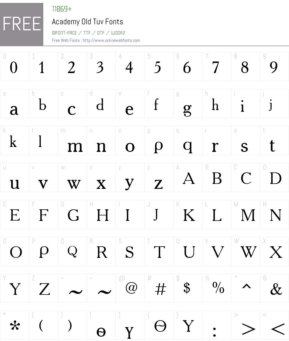 Academy Old Tuv Font Screenshots