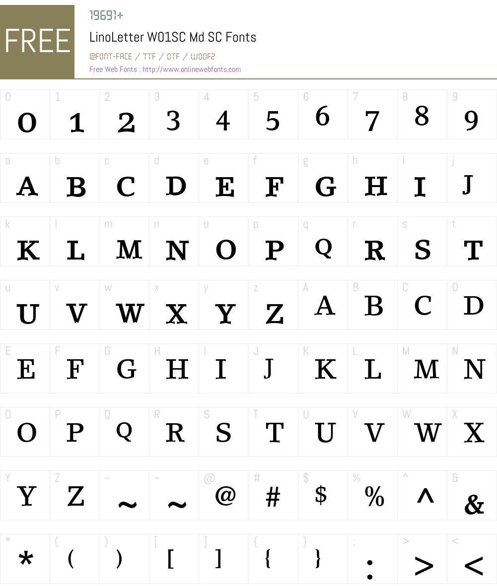 LinoLetterW01SC-MdSC Font Screenshots
