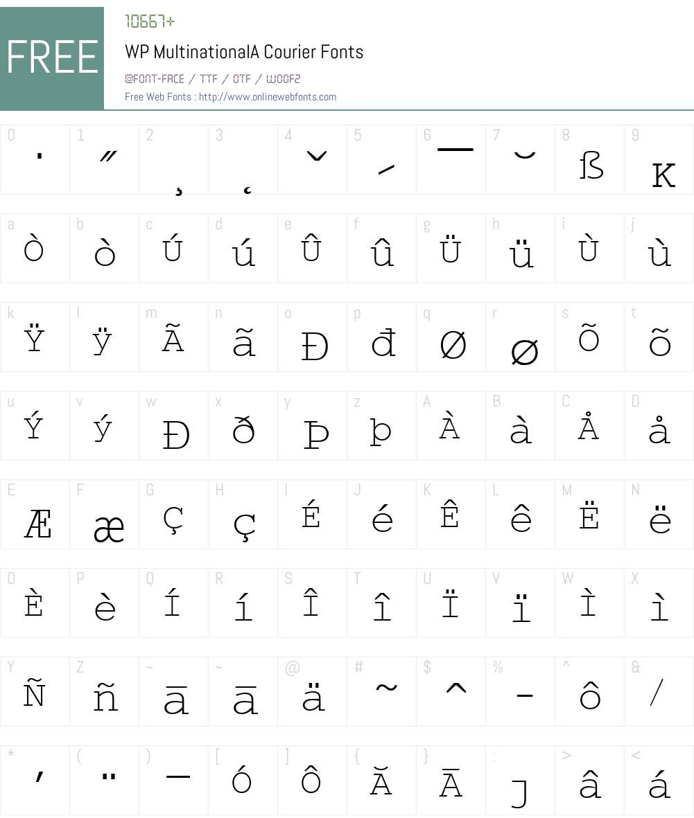 WP MultinationalA Courier Font Screenshots