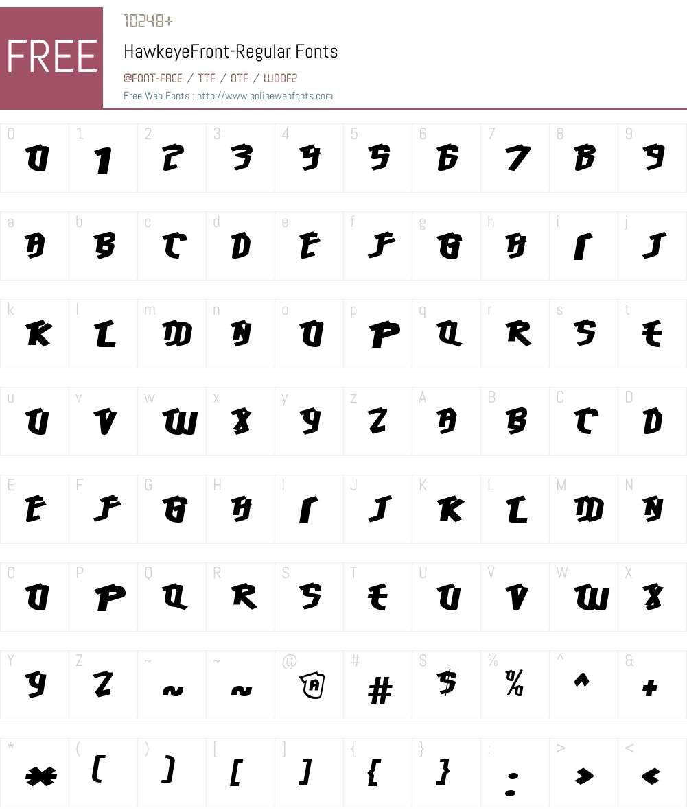 Hawkeye Font Screenshots