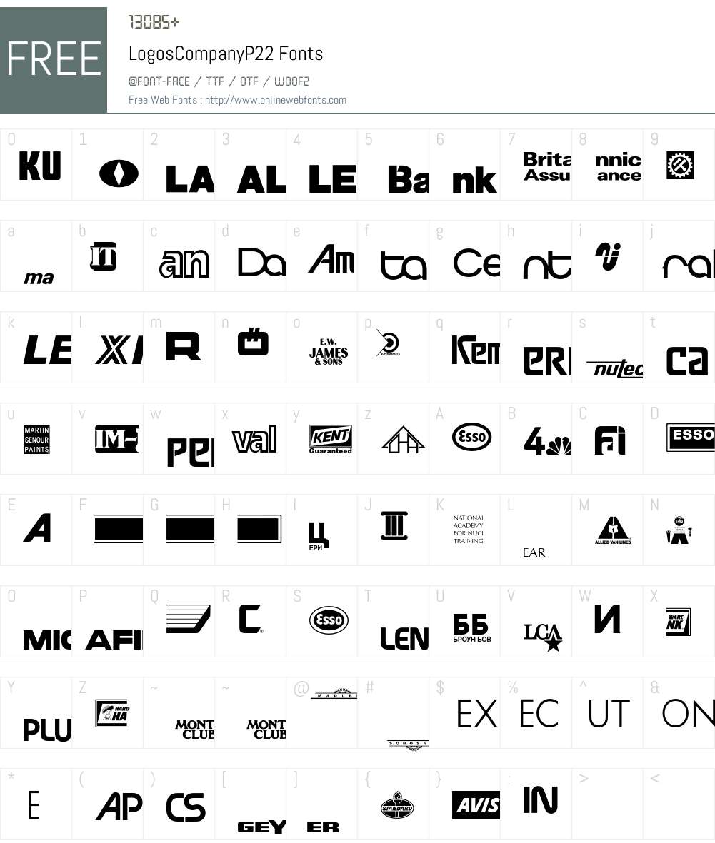 LogosCompanyP22 Font Screenshots