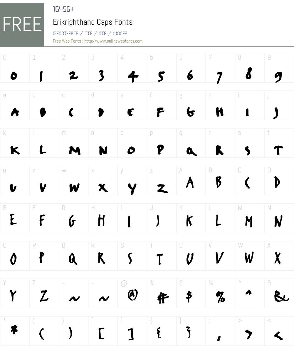Erikrighthand Font Screenshots