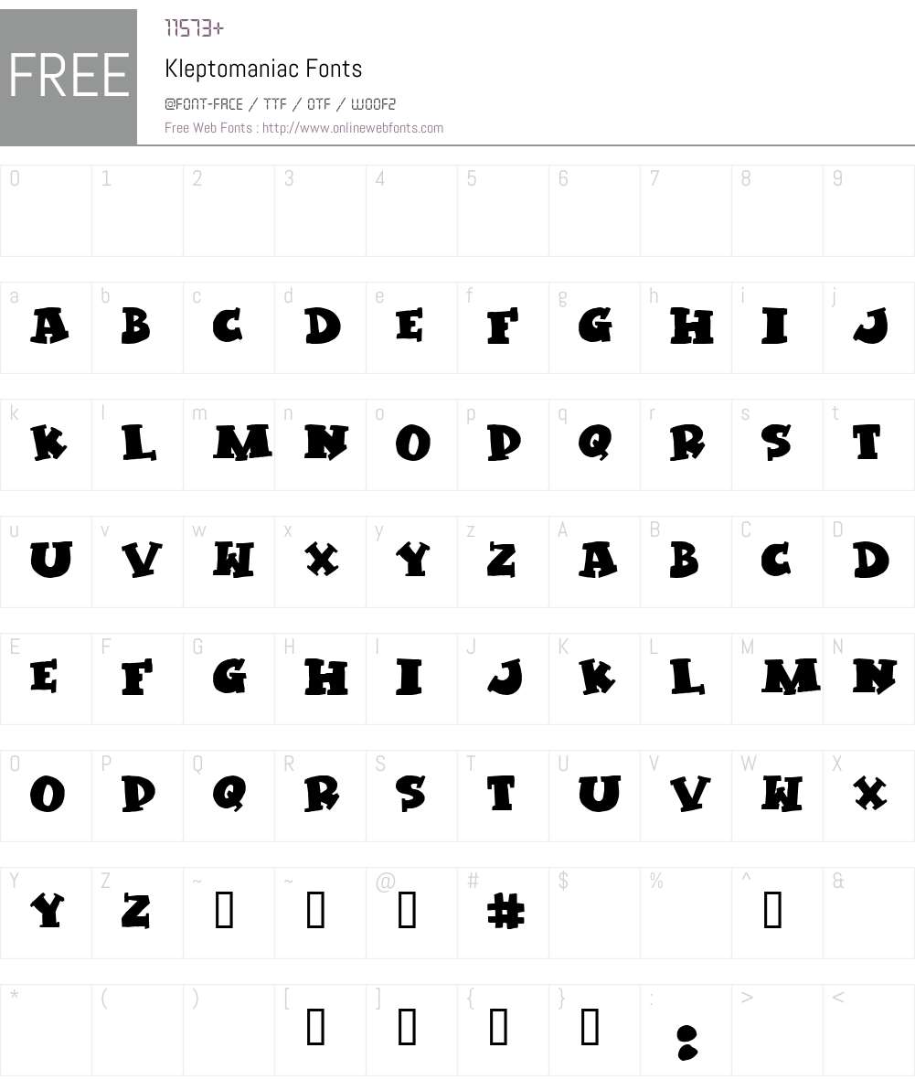 Kleptomaniac Font Screenshots