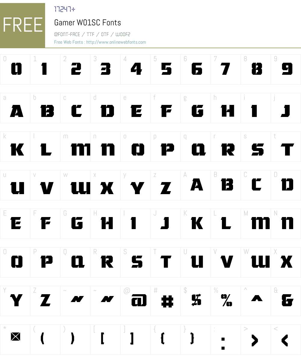 GamerW01SC Font Screenshots