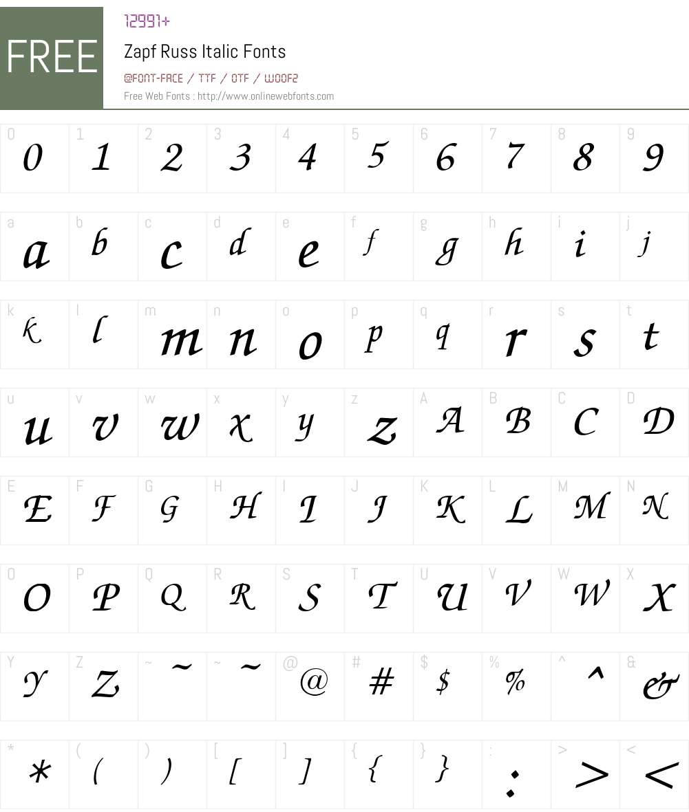 Zapf Russ Font Screenshots