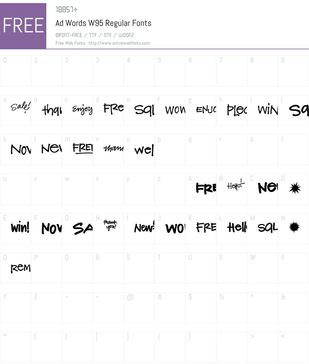 AdWordsW95-Regular Font Screenshots