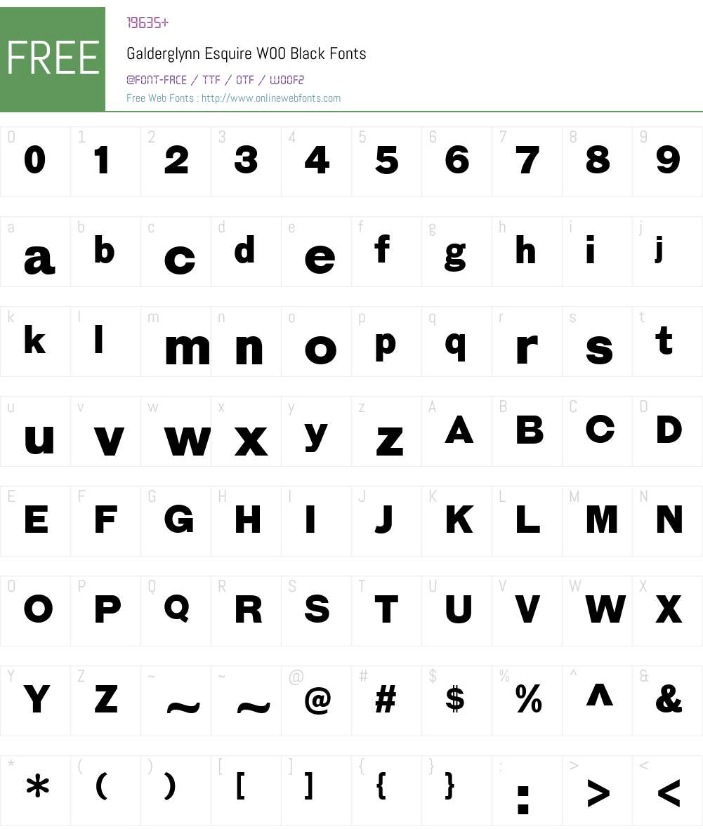 GalderglynnEsquireW00-Blk Font Screenshots